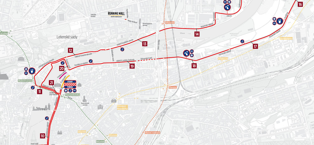 mapa závodu Prague Half Marathon 2023