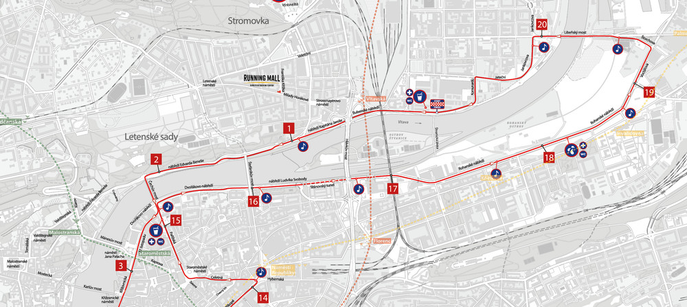 map of the Prague Half Marathon 2024