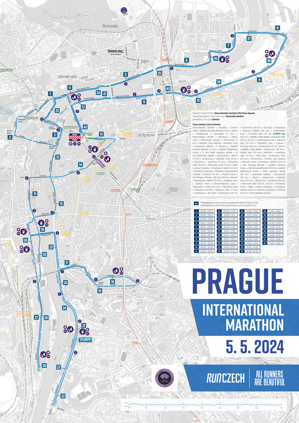 mapa závodu Prague International Marathon 2024