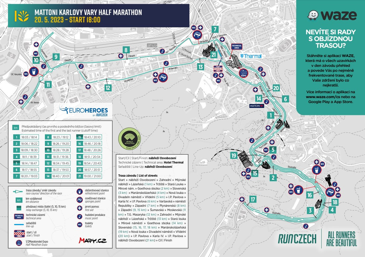 mapa závodu Karlovy Vary 2023 - dopravní informace