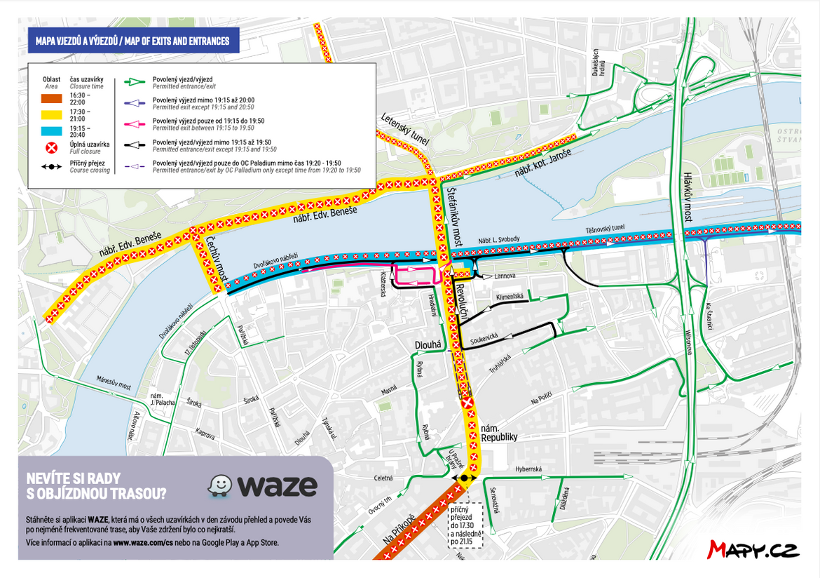 MAPA vjezdu a výjezdu grand prix 2024